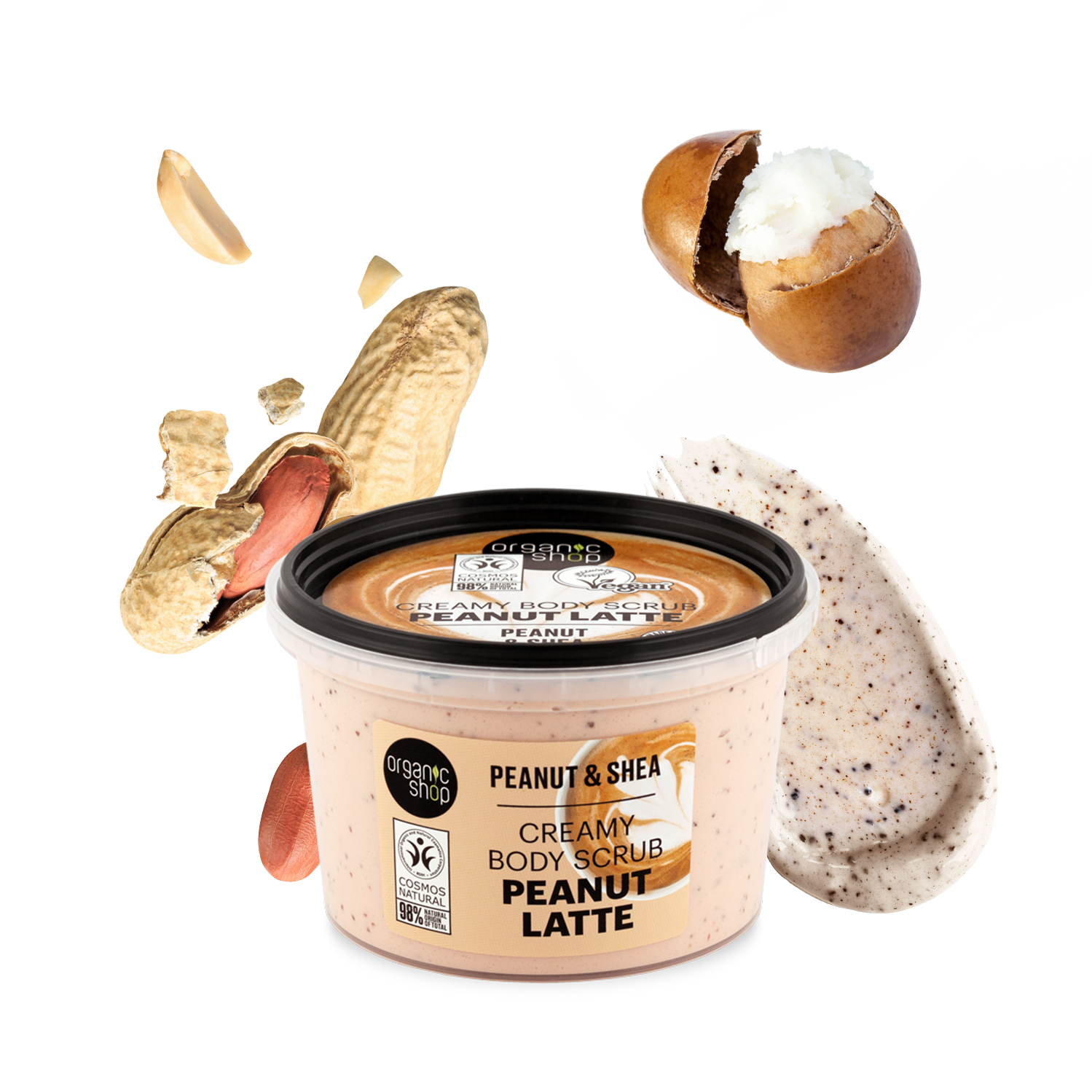 Exfoliante Corporal Cremoso con Sabor a Café con Cacahuete